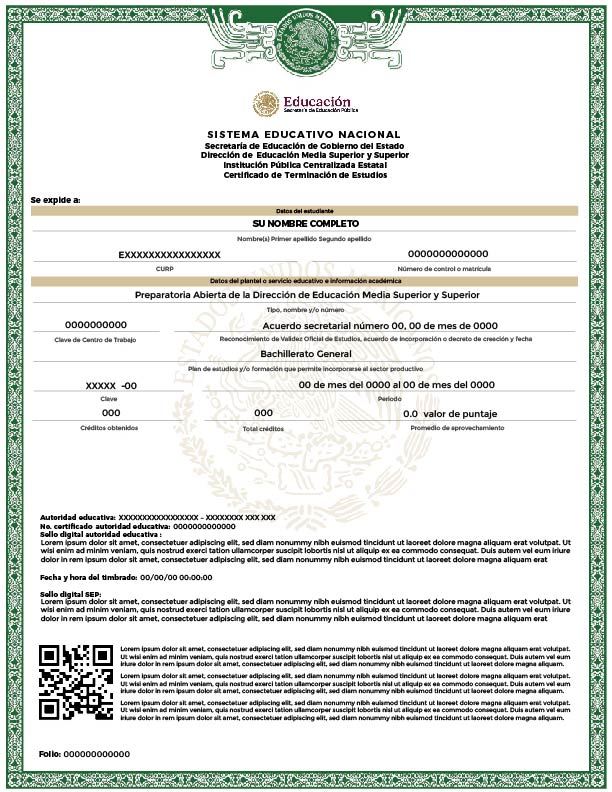 Certificado SEP muestra
